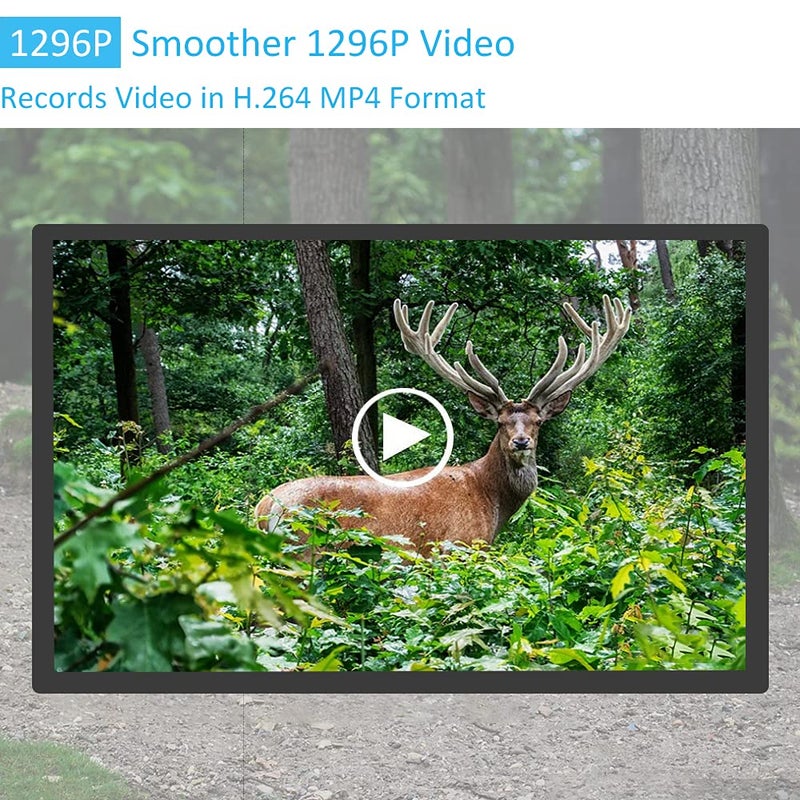 GardePro كاميرا جارد برو E5 للتجسس (غير خلوية، غير واي فاي)، 48 ميجابكسل صورة وفيديو بدقة 1296P HD، زمن استجابة 0.1 ثانية، رؤية ليلية بدون توهج حتى 100 قدم، كاميرا للحياة البرية تعمل بالحركة - Image 4