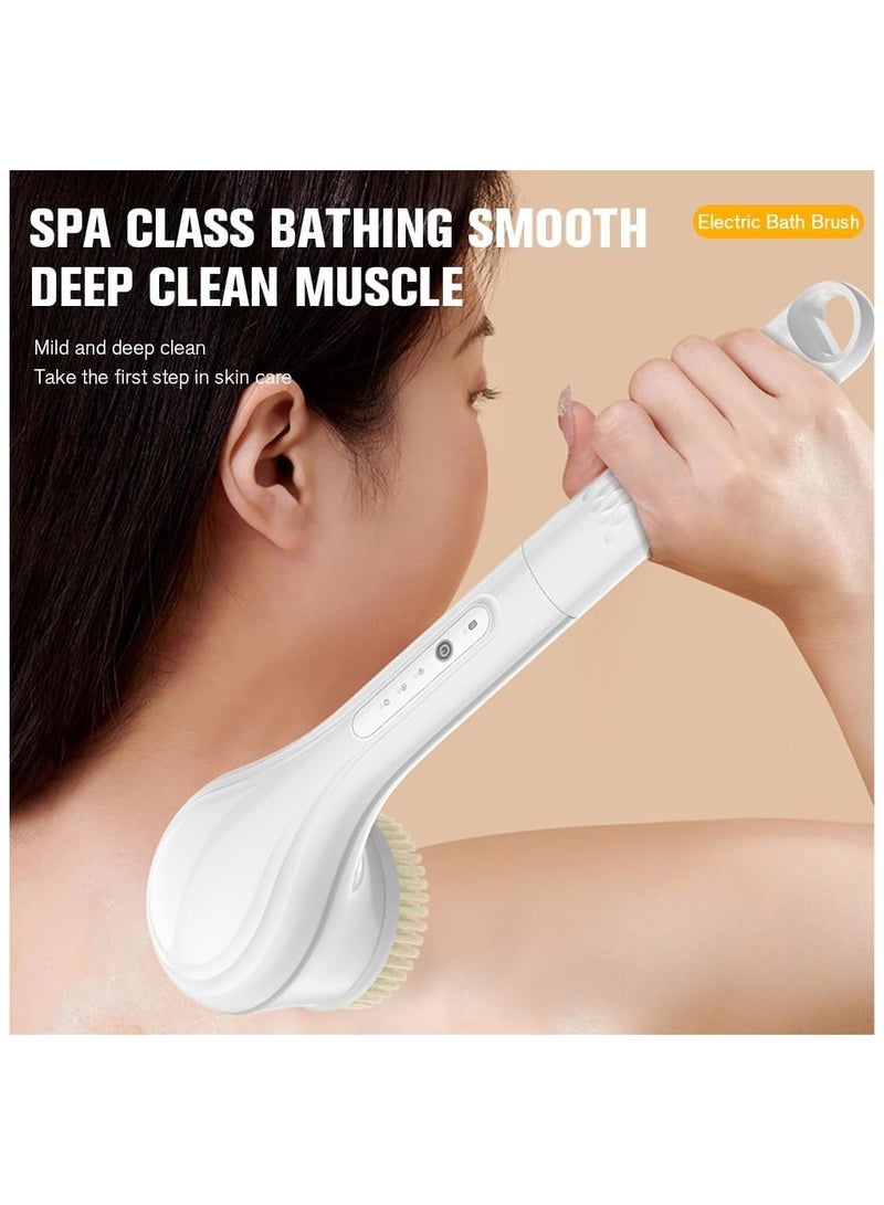 Hihonor Electric Body Brush, exfoliating Shower Brush Long Handle Shower Gel applicator Back Silicone Body Brush, with 6 Shower Brush Heads, Men's and Women's Gifts (Light Green) - Image 5