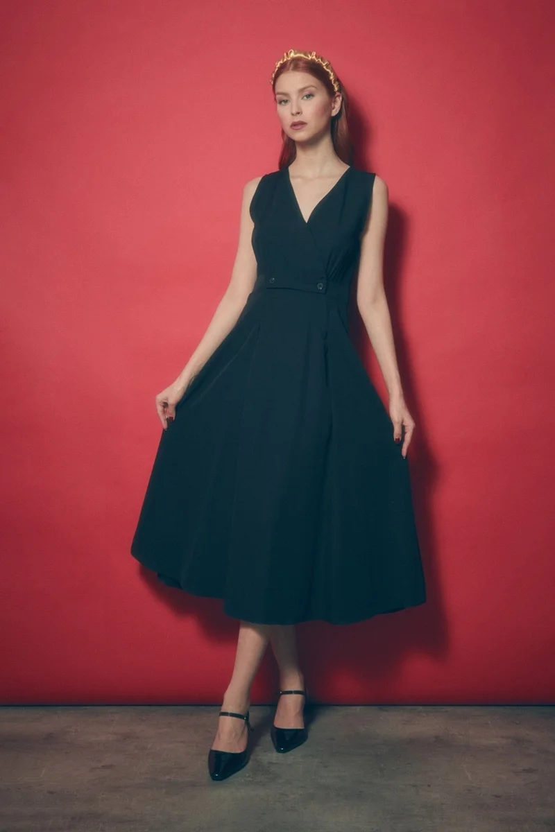 فولامودا Button Detailed Double Breasted Collar Dress