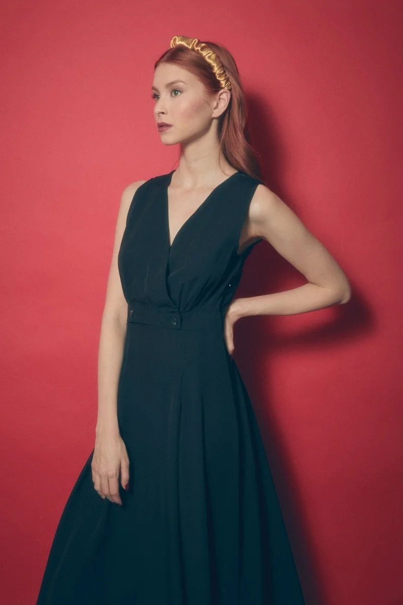 فولامودا Button Detailed Double Breasted Collar Dress