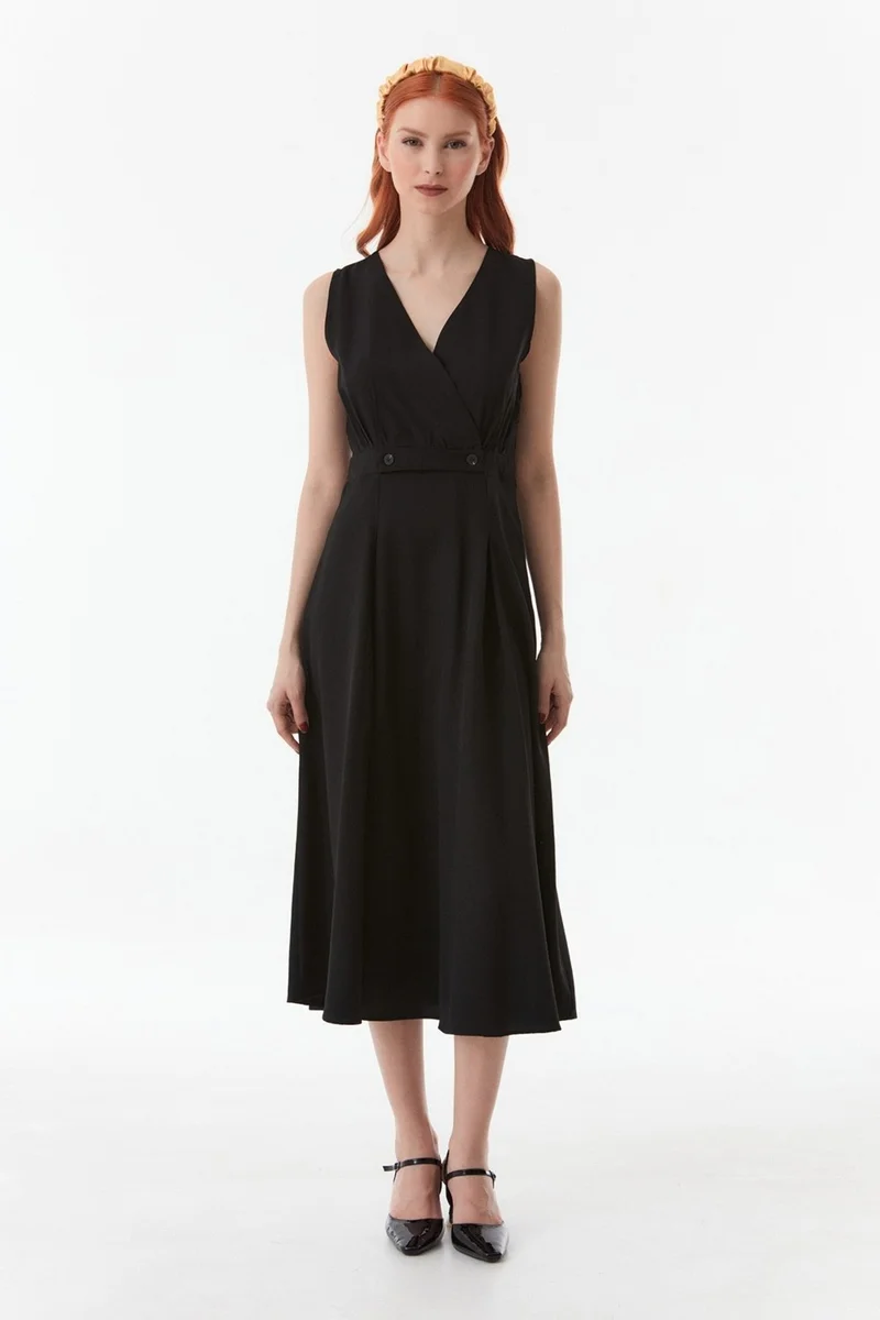 فولامودا Button Detailed Double Breasted Collar Dress