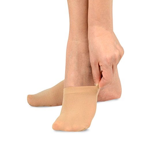 TeeHee Socks Fashion Liner Half Socks for Women Seamless Nylon Toe Topper Non-Slip 5-Pair (Women-5Pair, Pale Beige) - Image 4
