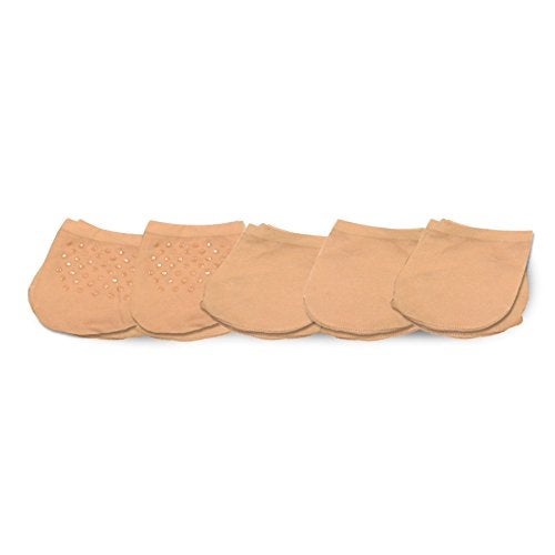 TeeHee Socks Fashion Liner Half Socks for Women Seamless Nylon Toe Topper Non-Slip 5-Pair (Women-5Pair, Pale Beige) - Image 5