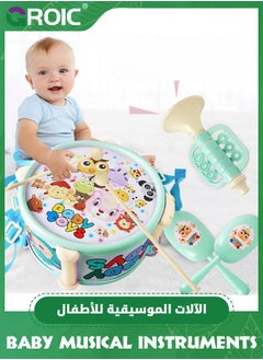 GROIC 7 Pcs Baby Musical Instruments, Musical Toys for Toddlers 1-3, Baby Drum Set Kids Musical Instruments, Preschool Educational Toy Instruments Birthday Toys Gifts for Boys Girls  - Image 1