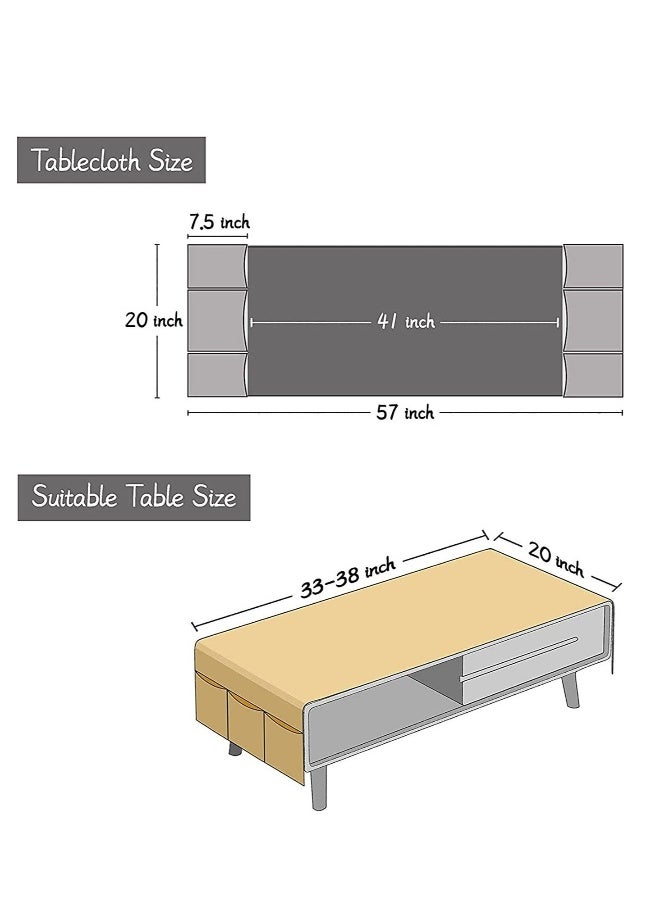 Generic - Nightstand Cover, Rectangle Bedside Tablecloth with Pockets and Tassel, Cotton Linen Waterproof Small Tablecloth TV Cabinet Washer Dryer Fridge Top Dust Cover R 16 x 36 inch - Image 1