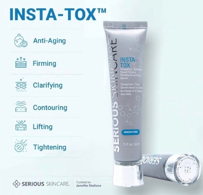 Serious Skincare INSTA-TOX Instant Wrinkle Smoothing Serum - Facial Filler Improves Appearance of Lines, Pores & Deep Wrinkles - Temporary Skin Tightener - Face Firming - .75 Fl Oz (2Pack) - Image 1