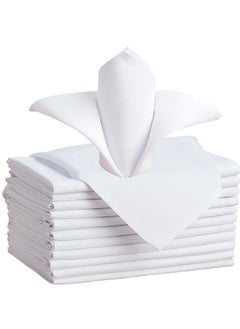 Beauenty 12-pack Cloth Napkins, Premium Quality Cotton,Machine Washable Oversized Cloth Dinner Table Napkins for Wedding/restaurant/hotel/party/holiday Dinner(White,19 X 19 Inch)  - Image 1