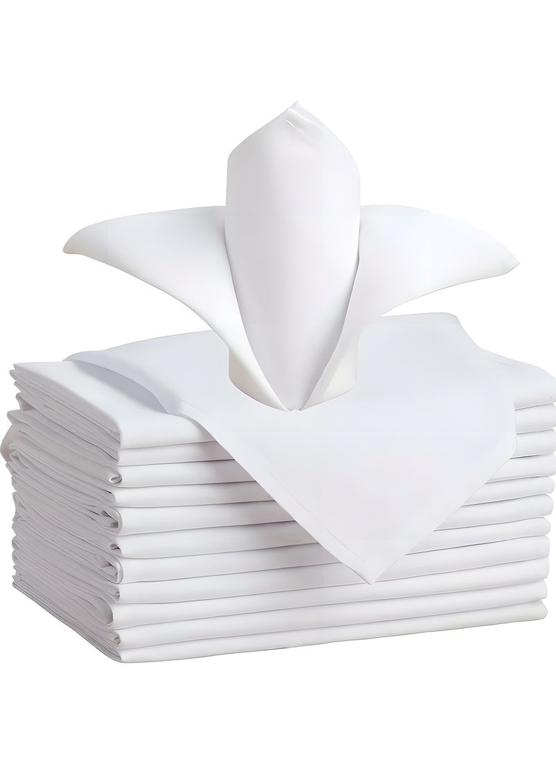 بيوينتي 12 قطعة من المناديل القماشية، قطن عالي الجودة، يمكن غسلها في الغسالة، مناسبة للمائدة العشاء، الحفلات، العطلات، الفنادق، والمطاعم. اللون: أبيض، الحجم: 19 × 19 بوصة. - Image 1
