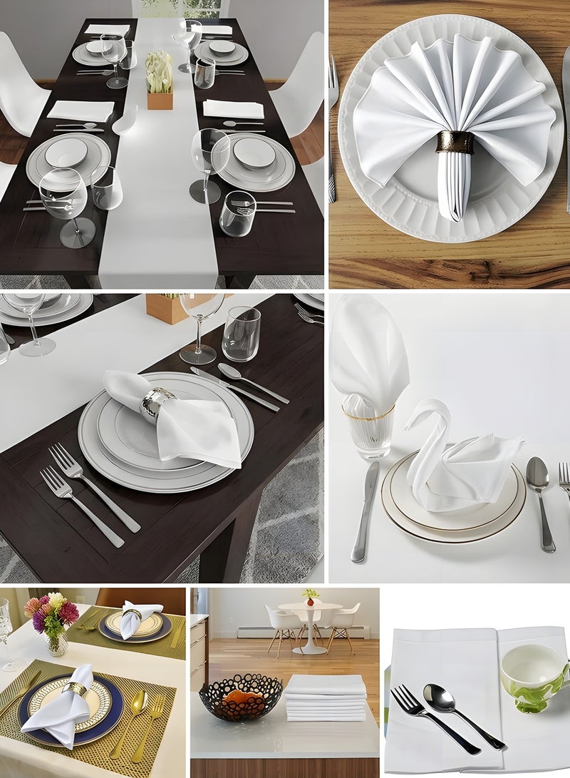 بيوينتي 12 قطعة من المناديل القماشية، قطن عالي الجودة، يمكن غسلها في الغسالة، مناسبة للمائدة العشاء، الحفلات، العطلات، الفنادق، والمطاعم. اللون: أبيض، الحجم: 19 × 19 بوصة. - Image 5