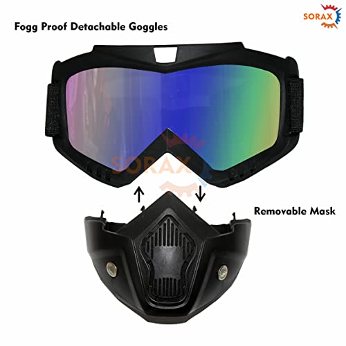 SORAX 3 in 1 Detachable Mask with Foam face shield Protective Goggles for Bike Scooter Motorcycle (Rainbow) - Image 3