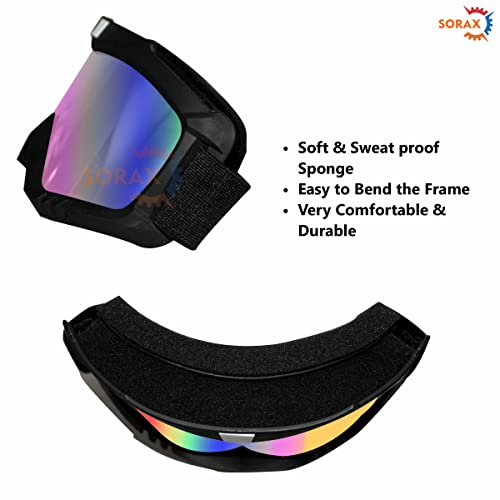 SORAX 3 in 1 Detachable Mask with Foam face shield Protective Goggles for Bike Scooter Motorcycle (Rainbow) - Image 4