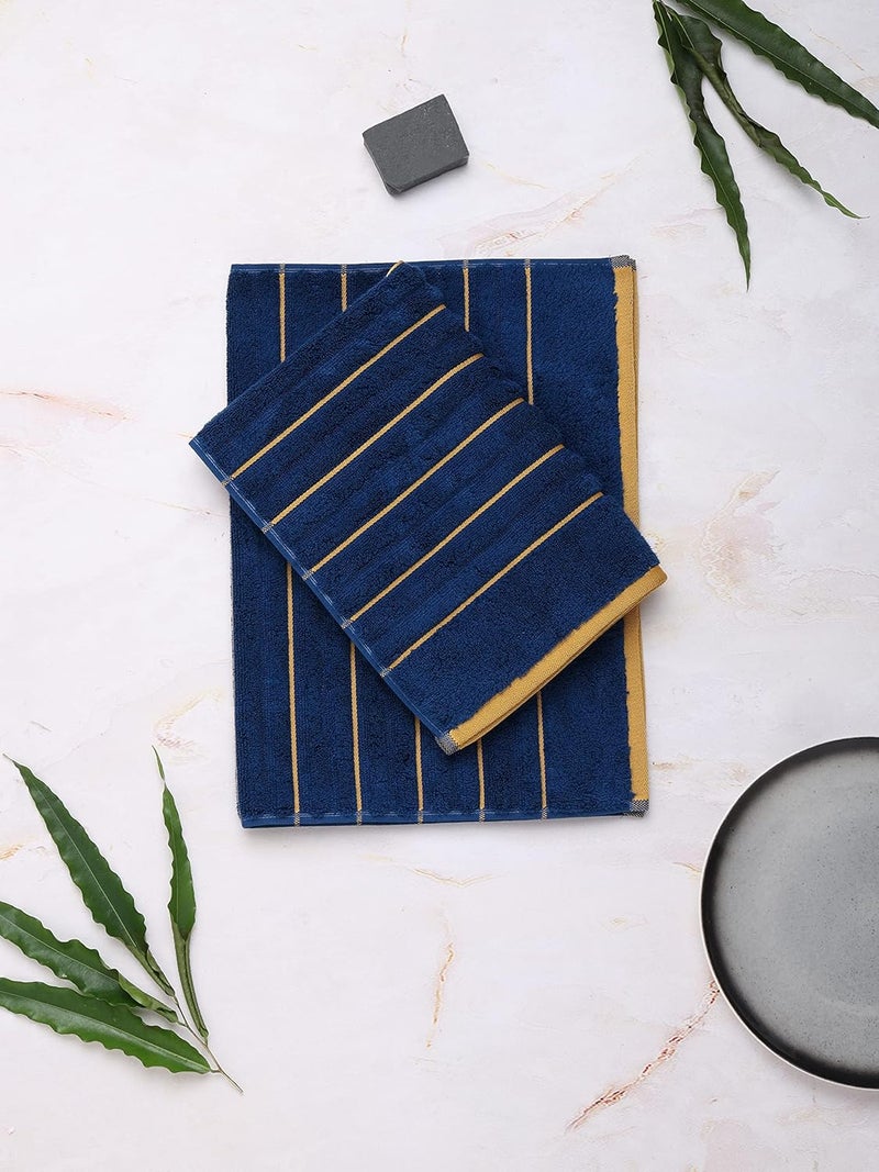Spaces 100% Cotton Hand Towel Ribbed Texture HIGH Absorbency HIGH LOFT NA(Solid 40CMX60CM)-Estate Blue/FIRE - Image 2