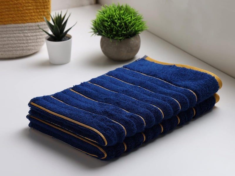 Spaces 100% Cotton Hand Towel Ribbed Texture HIGH Absorbency HIGH LOFT NA(Solid 40CMX60CM)-Estate Blue/FIRE - Image 1
