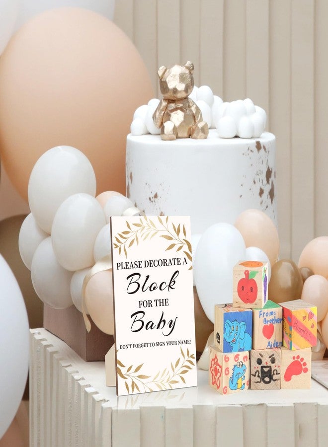 wookidel Baby Shower Games Sign Kit with 50 Blank Wooden Baby Blocks, 24 Acrylic Paint Marker and Wooden Sign, Blocks for Baby Shower Games, Gender Reveals Party(Gold) - Image 5