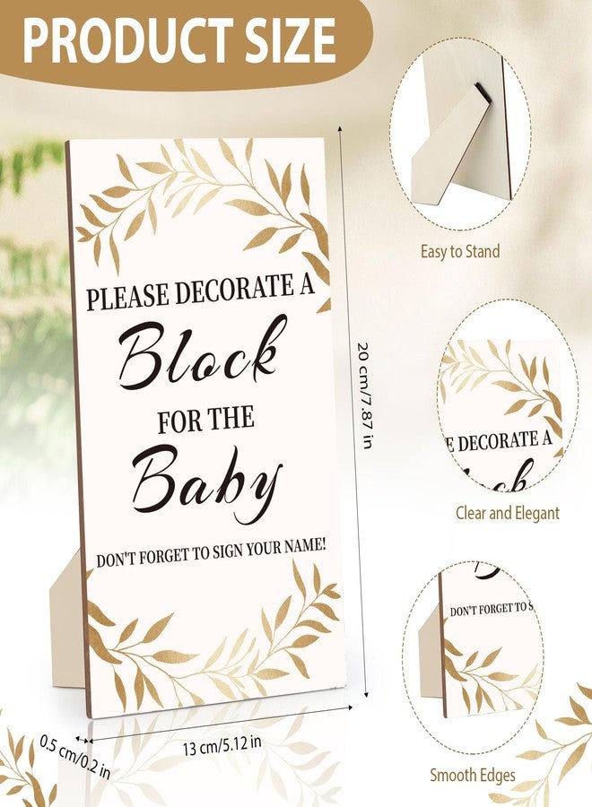wookidel Baby Shower Games Sign Kit with 50 Blank Wooden Baby Blocks, 24 Acrylic Paint Marker and Wooden Sign, Blocks for Baby Shower Games, Gender Reveals Party(Gold) - Image 2
