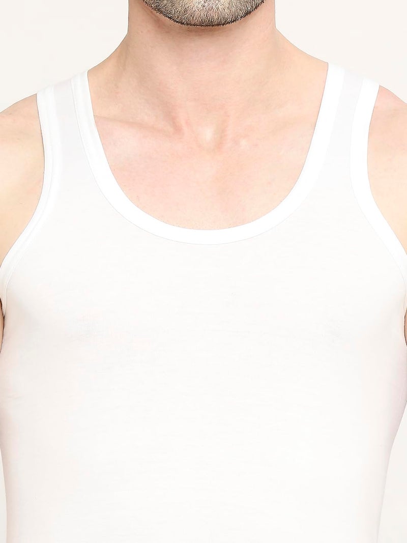 VIP Bonus Premium Men's 100% Cotton Sleeveless White Vest, 95 Size, Pack of 2 - Image 5