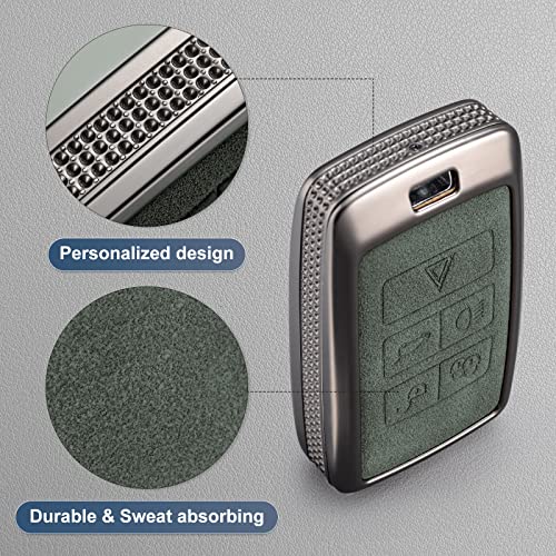 YO&YOYE for Land Rover Key Fob Cover with Keychain Leather Key Case Protector Compatible with Land Rover Vogue Range Discovery Rover Sport (Model2, Green) - Image 4