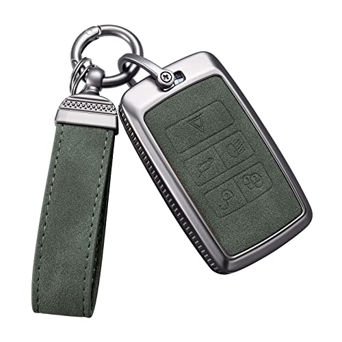 YO&YOYE for Land Rover Key Fob Cover with Keychain Leather Key Case Protector Compatible with Land Rover Vogue Range Discovery Rover Sport (Model2, Green) - Image 1