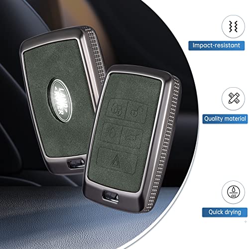 YO&YOYE for Land Rover Key Fob Cover with Keychain Leather Key Case Protector Compatible with Land Rover Vogue Range Discovery Rover Sport (Model2, Green) - Image 3