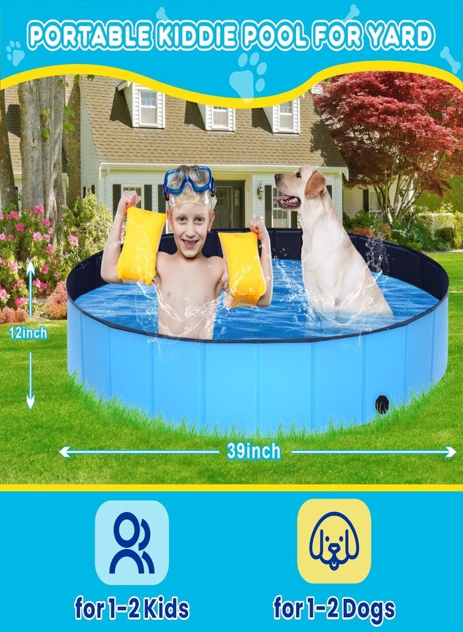 STUDESK Foldable Dog Pool,39" Collapsible Dog Kids Swimming Pool for Backyard, Portable Kiddie Pool Hard Plastic,Multifunction Ball Pit Pets Bathing Tub for Kids Baby Toddler Dog - Image 2