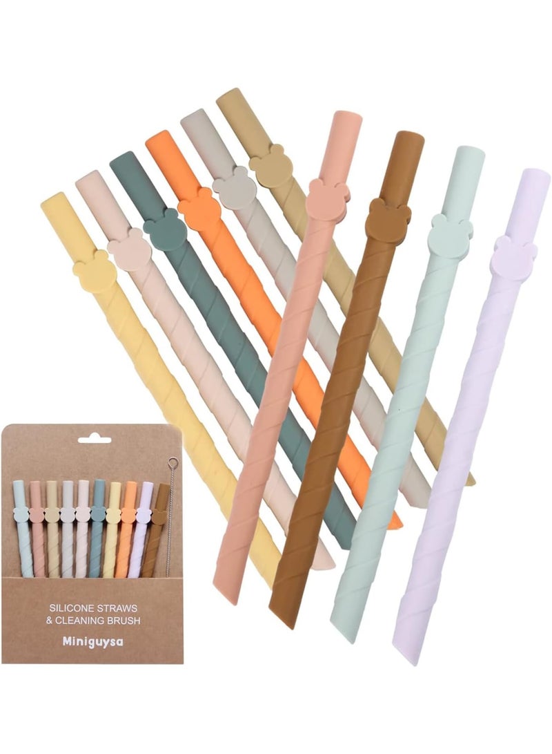 SOLARAE مصاصات سيليكون قابلة لإعادة الاستخدام، آمنة في غسالة الصحون، خالية من BPA، تصميم قابل للفتح، للمشروبات، الهزات، المشروبات، متوافقة مع الساخن والبارد، 10 قطع بطول 6.8 بوصة - Image 1