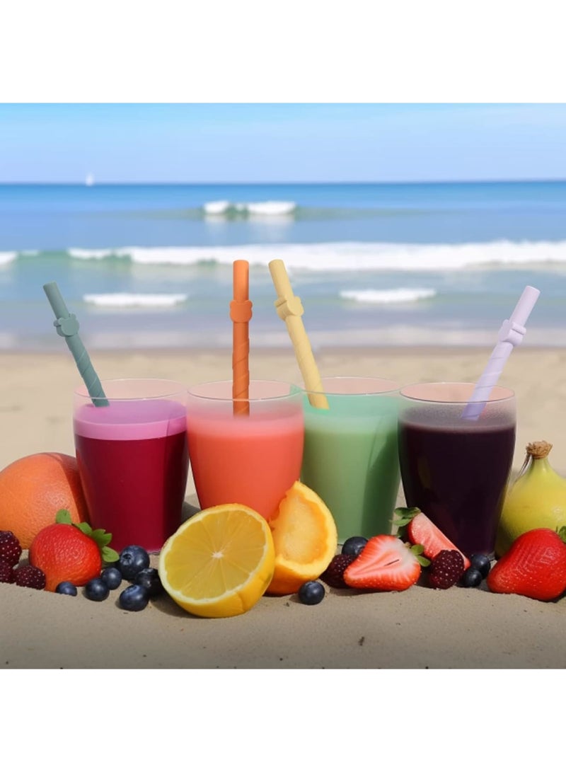 SOLARAE مصاصات سيليكون قابلة لإعادة الاستخدام، آمنة في غسالة الصحون، خالية من BPA، تصميم قابل للفتح، للمشروبات، الهزات، المشروبات، متوافقة مع الساخن والبارد، 10 قطع بطول 6.8 بوصة - Image 4