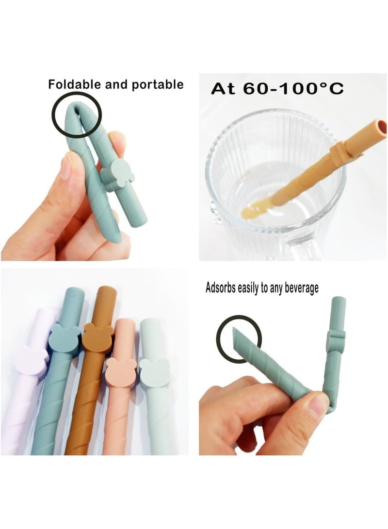 SOLARAE مصاصات سيليكون قابلة لإعادة الاستخدام، آمنة في غسالة الصحون، خالية من BPA، تصميم قابل للفتح، للمشروبات، الهزات، المشروبات، متوافقة مع الساخن والبارد، 10 قطع بطول 6.8 بوصة - Image 2