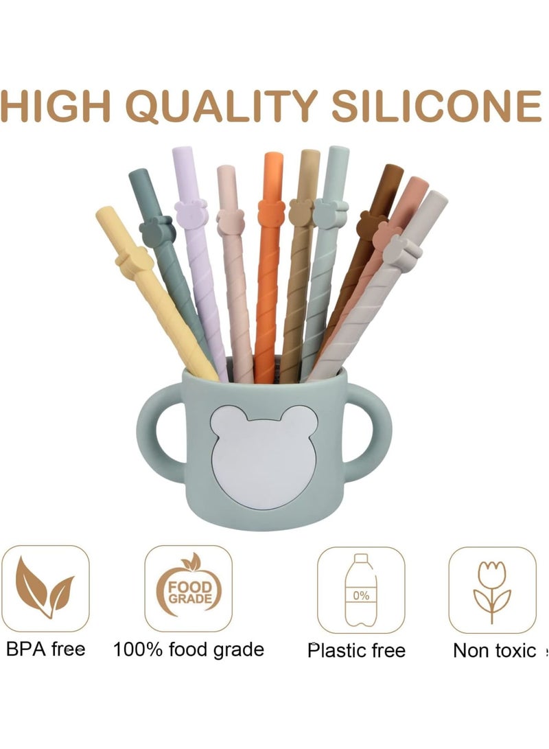 SOLARAE مصاصات سيليكون قابلة لإعادة الاستخدام، آمنة في غسالة الصحون، خالية من BPA، تصميم قابل للفتح، للمشروبات، الهزات، المشروبات، متوافقة مع الساخن والبارد، 10 قطع بطول 6.8 بوصة - Image 5