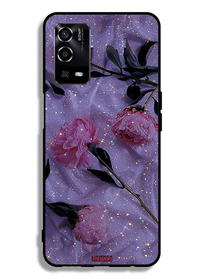 Tolwak Oppo A55 4G Protective Case Cover Glitter Roses - Image 2