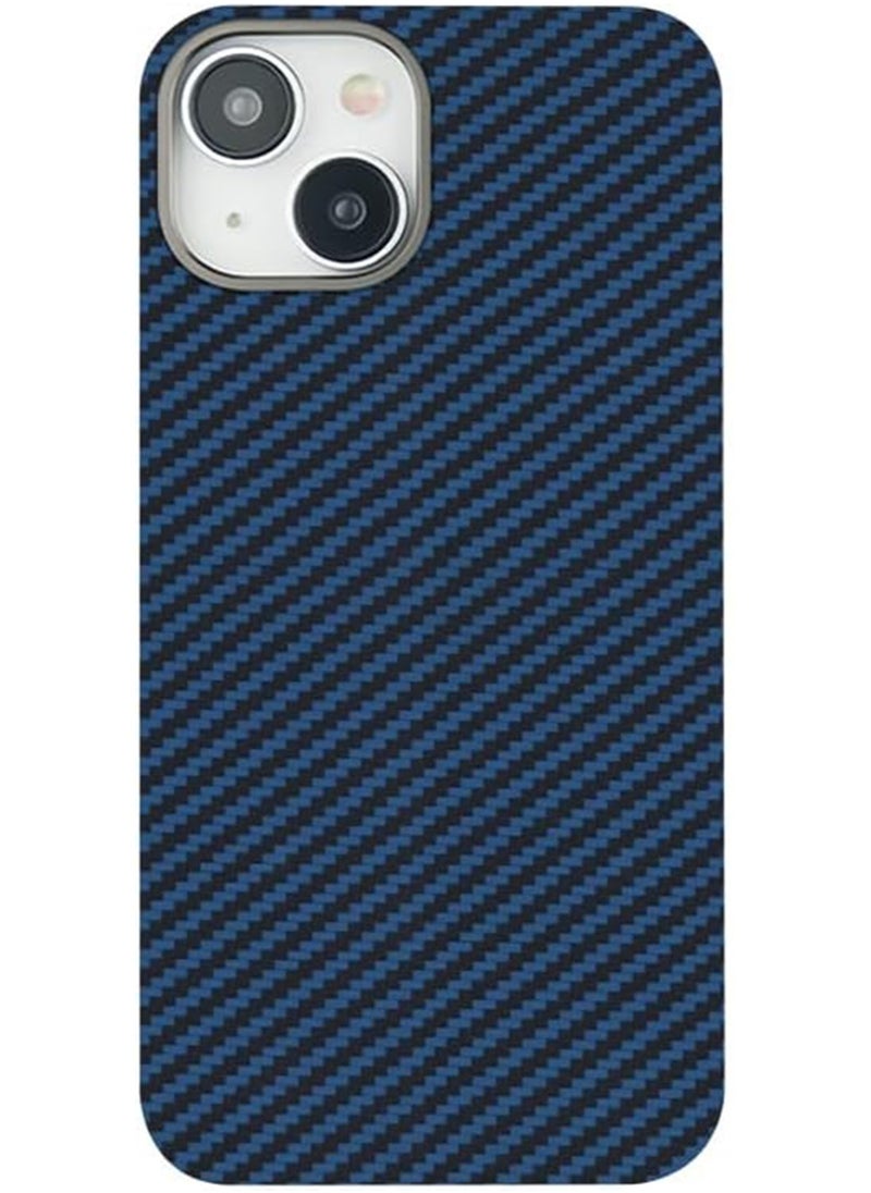 MONOCARBON Real Aramid Fiber [Ultra Slim] for iPhone 15 case cover [MagSafe Compatible] Lightweight Anti-Scratch - Matte Blue Black 