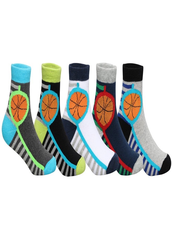 Supersox Regular Length Sports Socks for Kids, Made with Breathable, Anti Odour & Moisture Absorbent Combed Cotton with a Extra Durable Welt, Ideal For All Day Wear (Pack Of 5) (5-6 Years), Assorted - Image 1