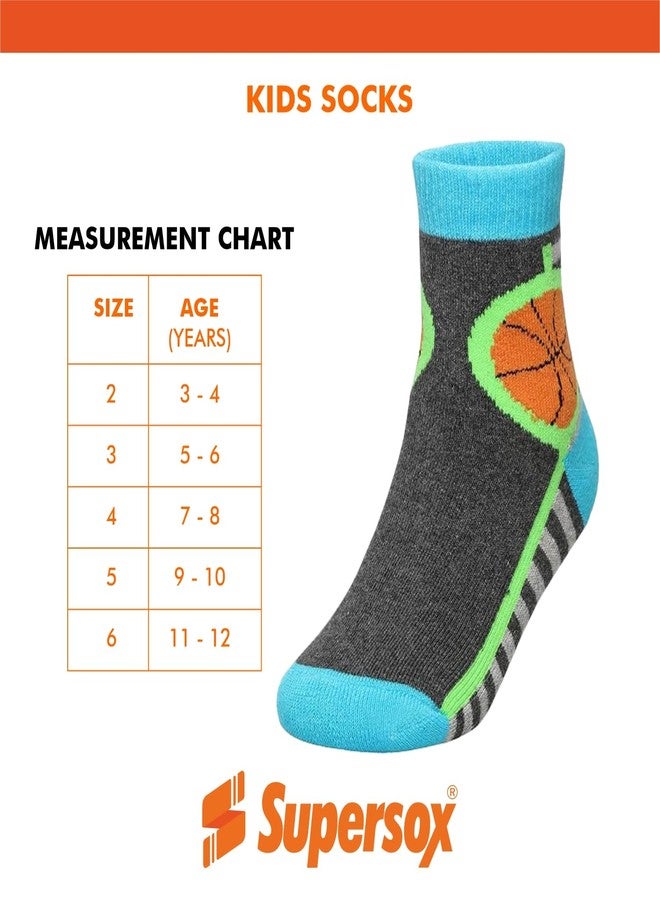 Supersox Regular Length Sports Socks for Kids, Made with Breathable, Anti Odour & Moisture Absorbent Combed Cotton with a Extra Durable Welt, Ideal For All Day Wear (Pack Of 5) (5-6 Years), Assorted - Image 3