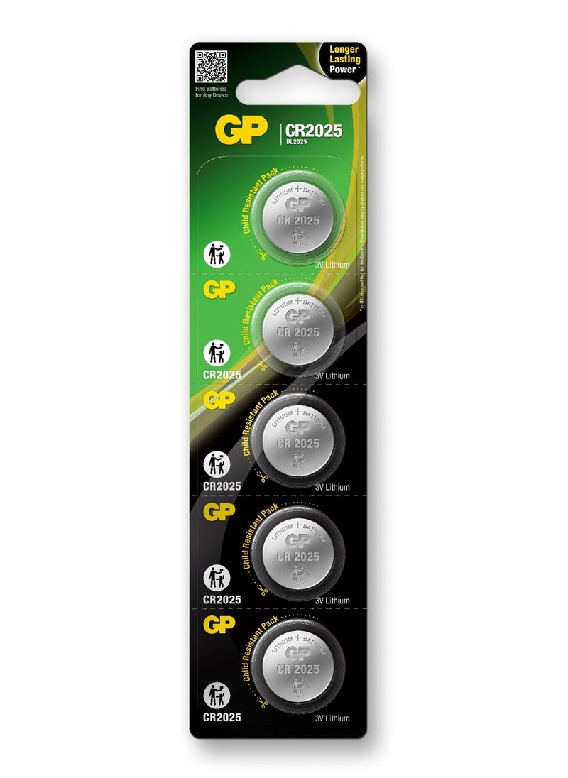 GP Lithium Button CR2025 Batteries 5-Pack – High-Performance, Long-Lasting Power for Watches, Calculators, Key Fobs, and Remotes, DL2025 Equivalent, Reliable and Durable - pzsku/Z404E8B0EF8386821EEF0Z/45/_/1729945436/476c2773-5484-40a9-aba3-c6930e166266