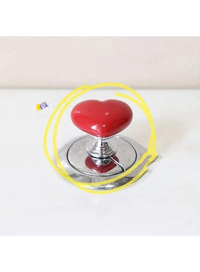 1pc Red Heart Shaped Toilet Tank Press Creative Fashion Bathroom Button - Image 3