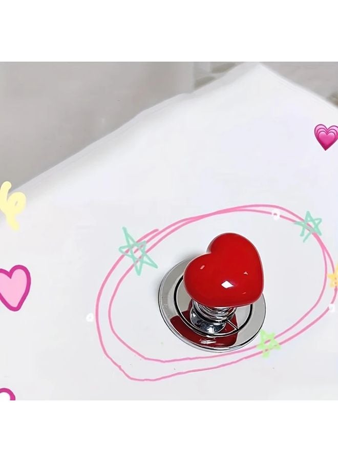 1pc Red Heart Shaped Toilet Tank Press Creative Fashion Bathroom Button - Image 5