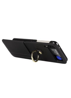 KASTWAVE Case for Galaxy Z Flip 3 5G, Compatible with Samsung Z Flip 3(2021) Leather Wallet Case, Adjustable Crossbody Lanyard Durable Card Slots Ultra Slim Luxury Cover for Samsung Galaxy Z Flip 3 (Black)  - Image 4