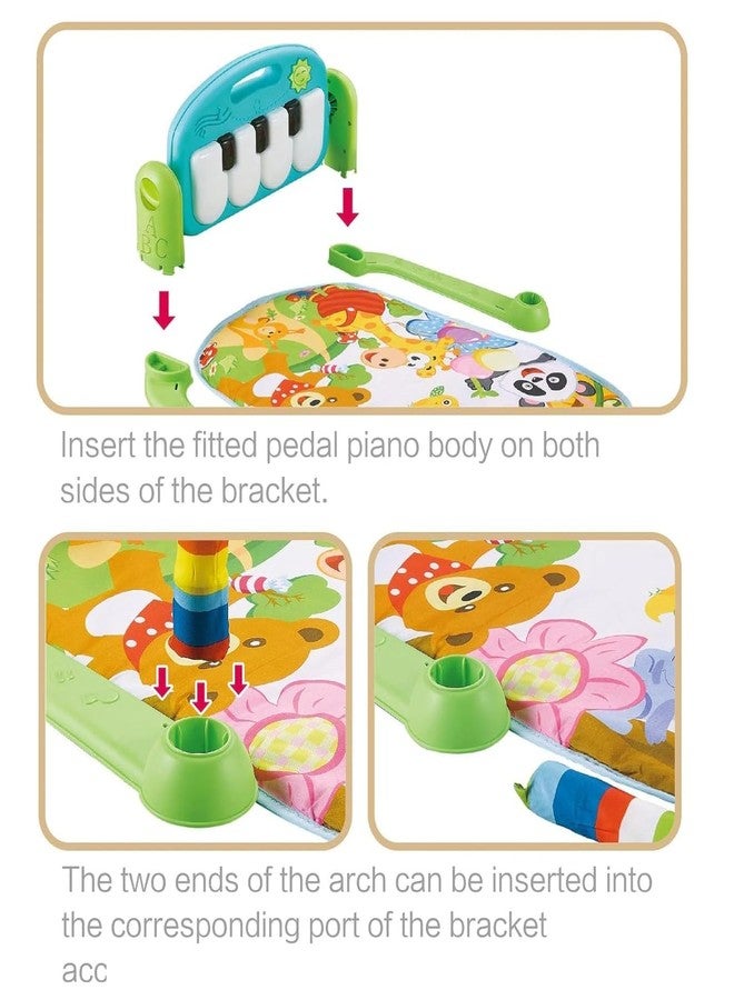 Madhavanand Baby Kids 3 in 1 Play Piano Gym Mat Rack Music Fitness Rack Rattle Toy Play Crawling Mat Early Educational Activity Center Toy for 0-18 Months Babies Tummy Time Kick and Play Learning Mat - Image 5