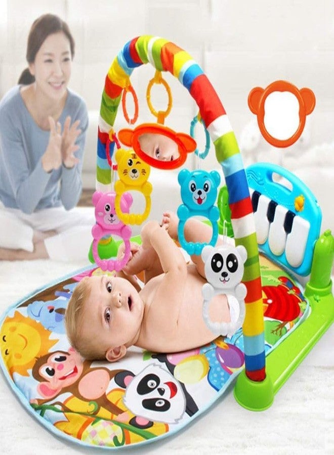 Madhavanand Baby Kids 3 in 1 Play Piano Gym Mat Rack Music Fitness Rack Rattle Toy Play Crawling Mat Early Educational Activity Center Toy for 0-18 Months Babies Tummy Time Kick and Play Learning Mat - Image 2