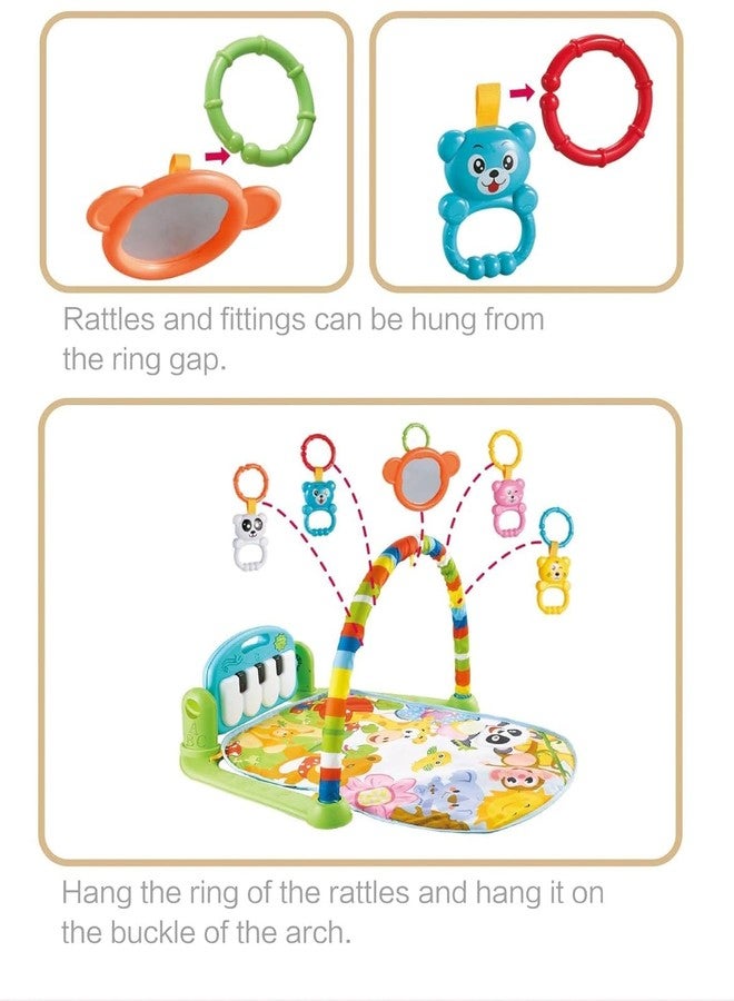 Madhavanand Baby Kids 3 in 1 Play Piano Gym Mat Rack Music Fitness Rack Rattle Toy Play Crawling Mat Early Educational Activity Center Toy for 0-18 Months Babies Tummy Time Kick and Play Learning Mat - Image 4