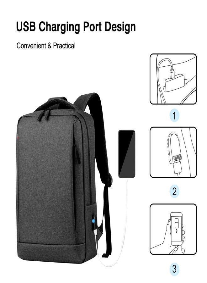 FANDARE Laptop Backpack Business Daypacks Travel Large Backpack with USB charging port Bag fits 15.6 Inch Laptop Bookbag for Men Waterproof Rucksack Dark Gray A - Image 5