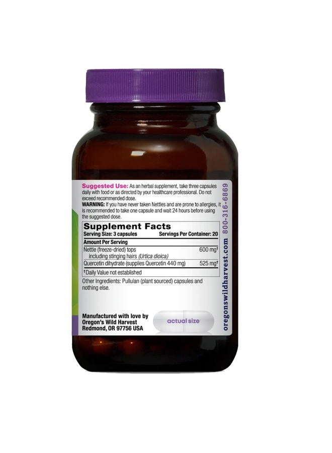 Oregon's Wild Harvest Nettle Quercetin Capsules, Non-GMO Organic Herbal Supplements, 60 Count - Image 3