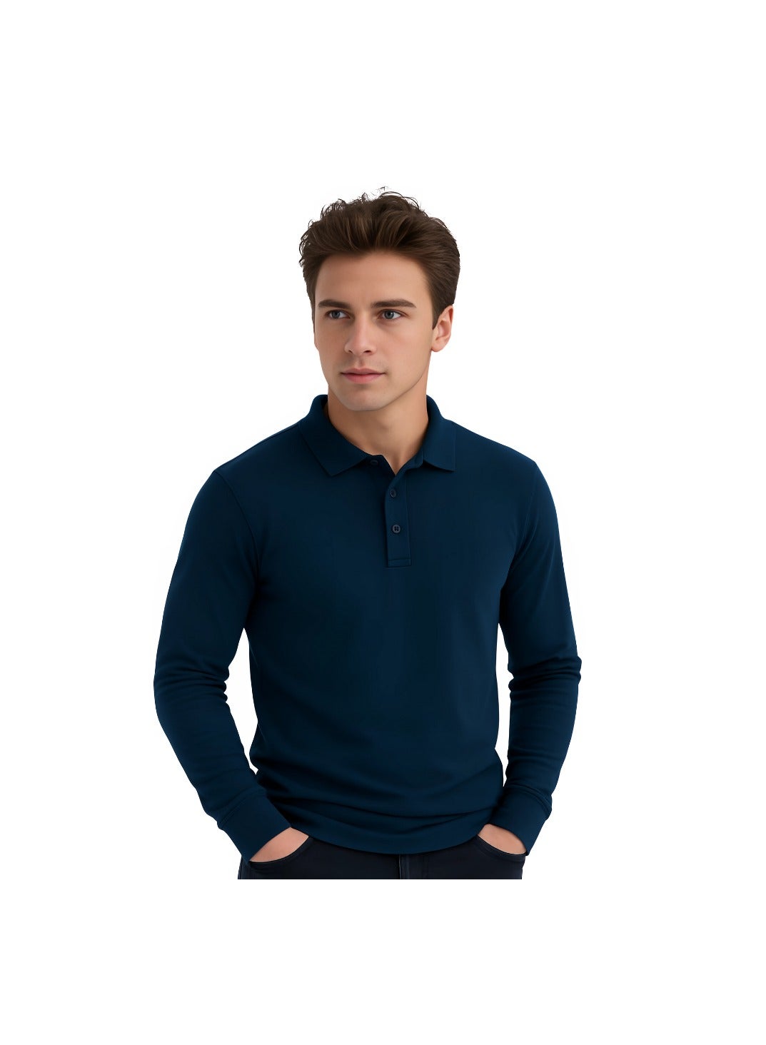 PRINTSHOP4ME Basic Men's Polo Long Sleeve T-Shirt | Comfortable