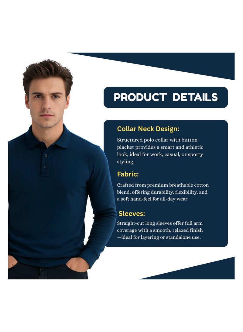برينت شوب فور مي تي شيرت بولو رجالي أساسي بأكمام طويلة | قميص بولو مريح وأنيق - Image 3