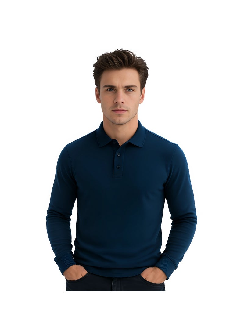 برينت شوب فور مي تي شيرت بولو رجالي أساسي بأكمام طويلة | قميص بولو مريح وأنيق - Image 1
