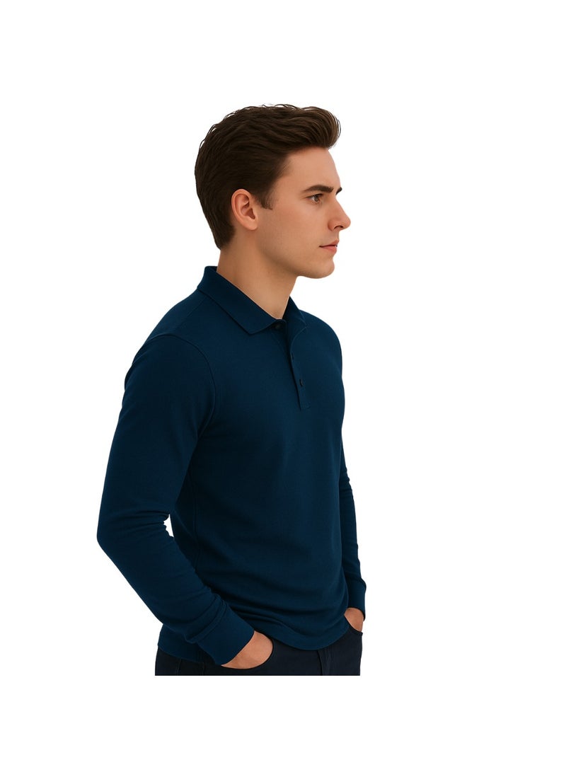 برينت شوب فور مي تي شيرت بولو رجالي أساسي بأكمام طويلة | قميص بولو مريح وأنيق - Image 4