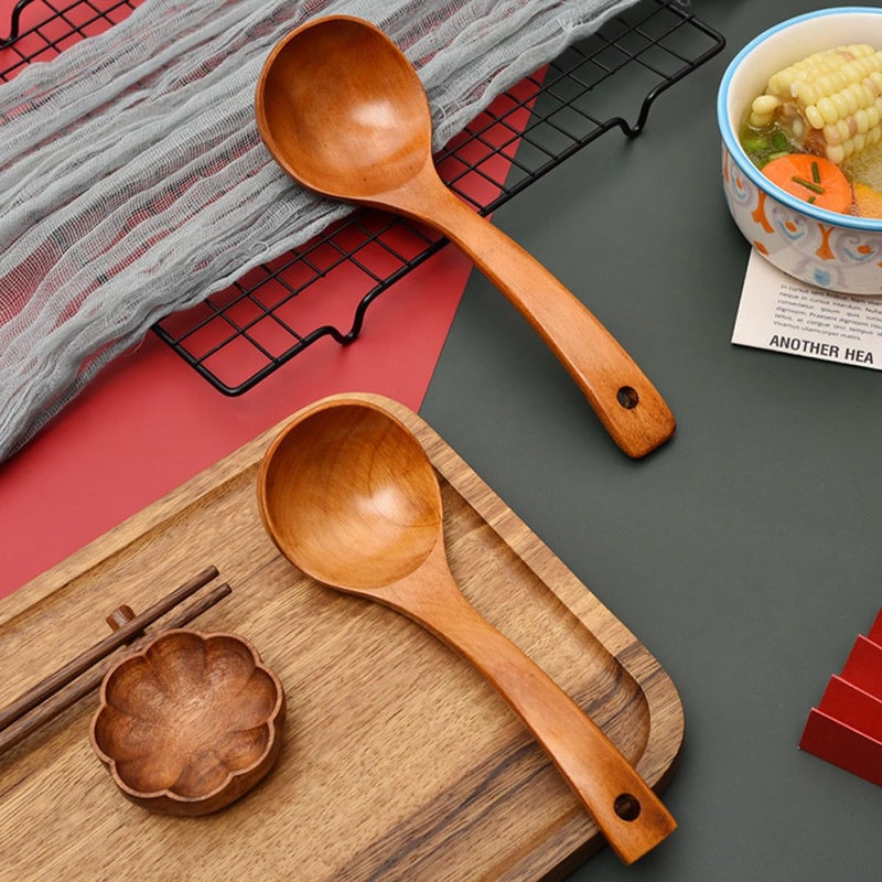 Japanese Style Long Handle Wooden Soup Ladle For Hot Pot And Kitchen Cooking - Image 5