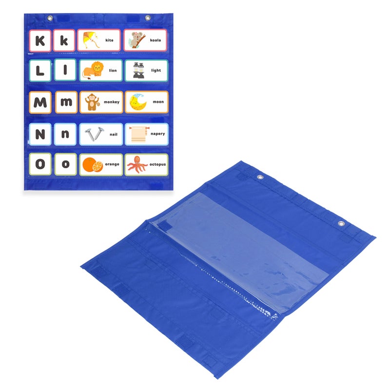 Magnetic Pocket Chart for Students 5 Rows Transparent Pockets Schedule Pocket Chart for Home School Activities Blue - Image 2