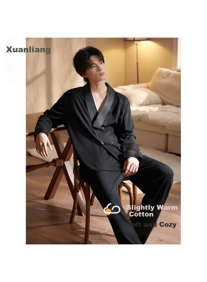XULEN Xuanliang New Chinese Style Men's Spring And Autumn Pure Cotton Long Sleeve Premium Homewear Pajama Set - Image 1