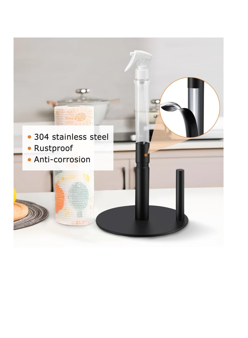 KASTWAVE Stainless Steel Countertop Paper Towel Holder, Paper Towel Stand for Kitchen Counter Bathroom Table, Paper Towel Holder with Spray Bottle, Point Heavy Weighted Sturdy Paper Towel Holder (Black)  - Image 5