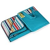 ONIVA - a Picnic Time brand ONIVA - a Picnic Time brand Picnic Time Vista Outdoor Picnic Blanket Tote, Aqua with Fun Stripes  - Image 1